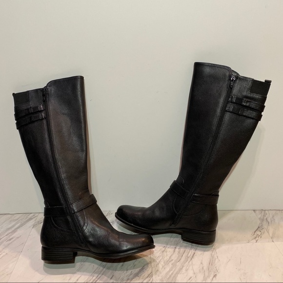 Naturalizer Jackie Black Leather Tall Boot 7W - Picture 4 of 13